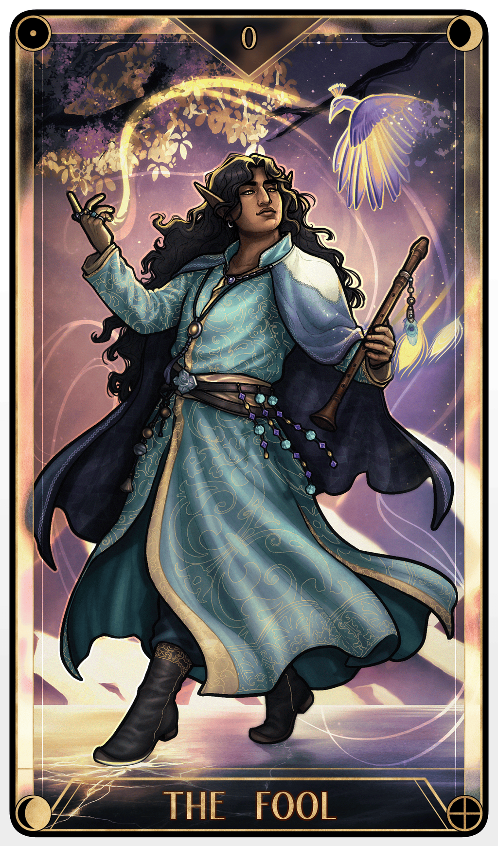 Aeshma | "0. The Fool" Original Tarot Series Full Render, Full Body Developed BG, Complex Design ($268)
